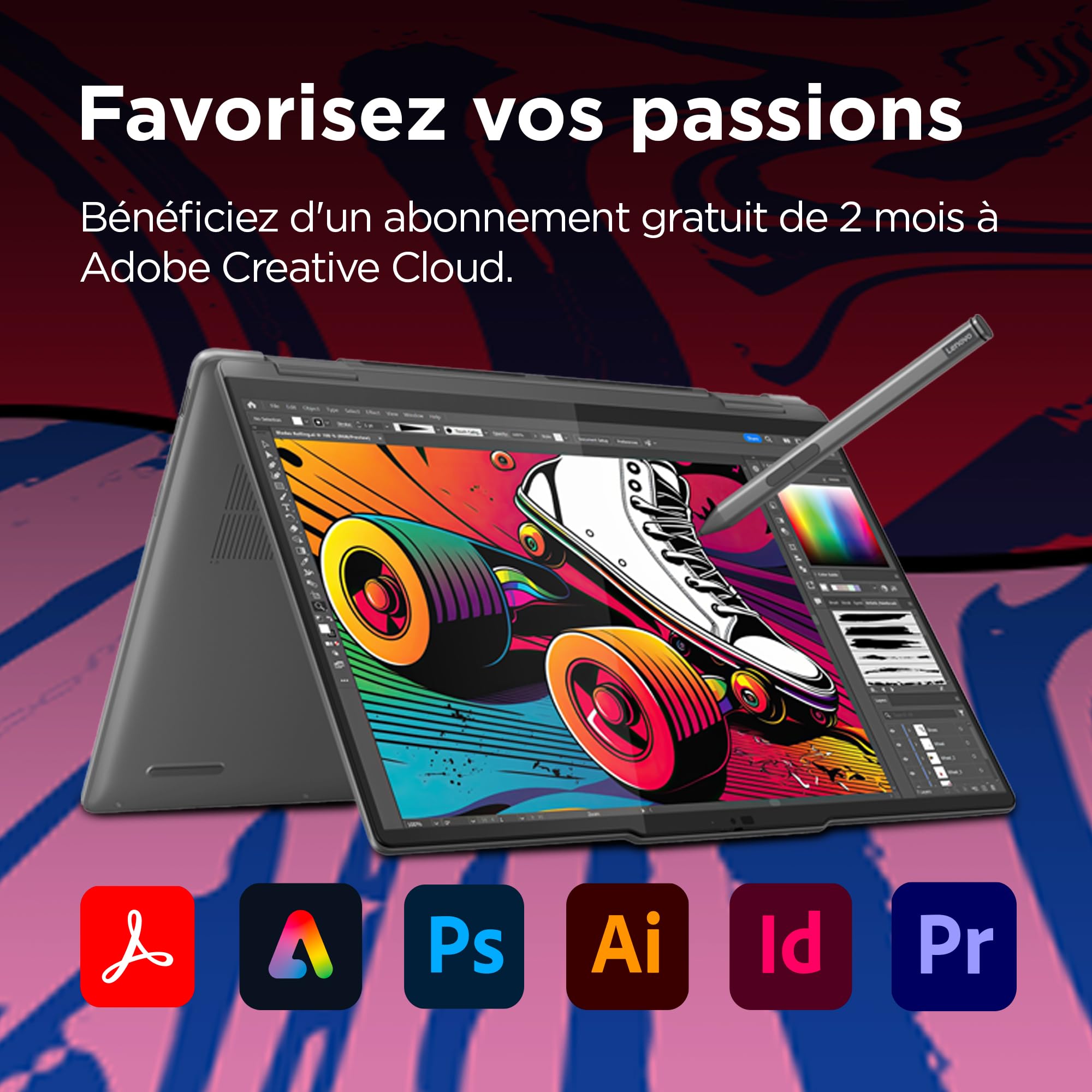 Lenovo Yoga 7 2-en-1 14AHP9 - Ordinateur Portable AI 14'' WUXGA OLED (AMD Ryzen 5 8640HS, RAM 16Go, SSD 512Go, AMD Radeon 760M Graphics, Windows 11 Home) Clavier rétroéclairé AZERTY Français - Gris