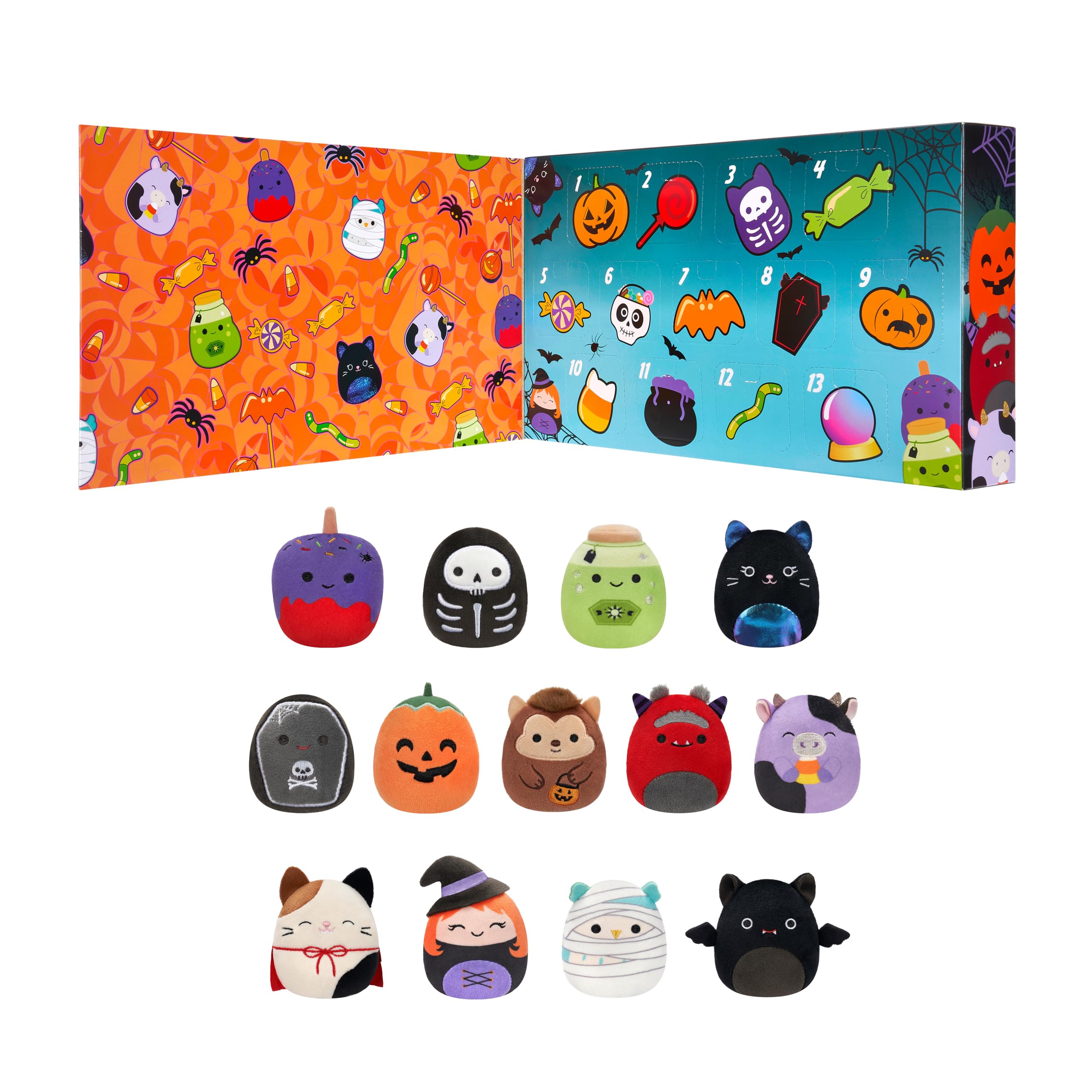 Micromallows Squishmallows Original Halloween Countdown Calendar 13-Pack Plush, multicolor