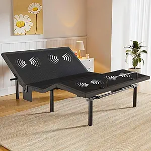 Amada Full Adjustable Bed Frame with Massage, Head & Foot Incline, Wireless Remote, 4 Built-in USB Ports, LED Night Light, 4 Height-Adjustable Legs, Electric Bed Base, 01B-F1