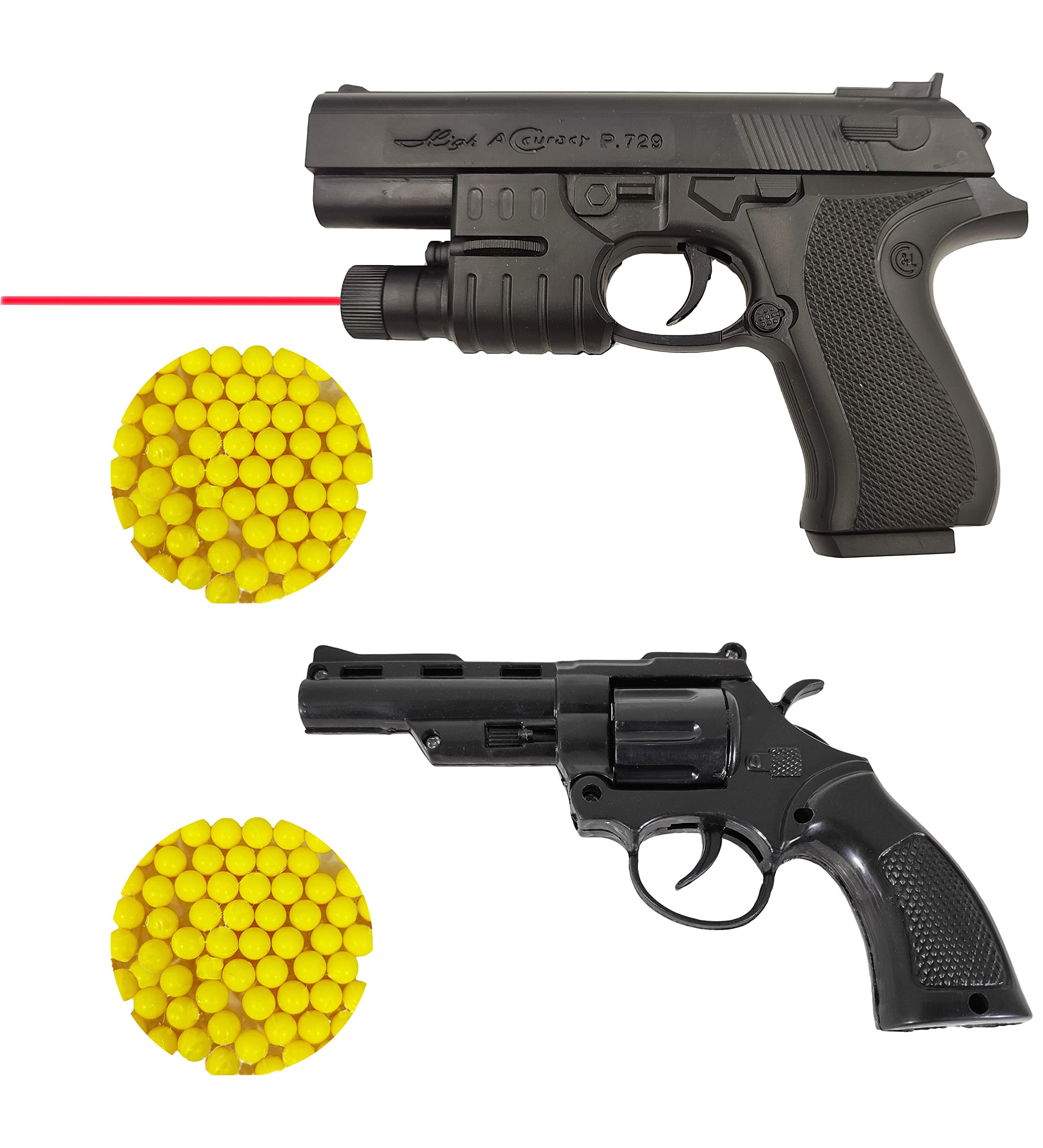 Humaira Pistol 729 with Laser Light and Revolver Plastic Toy Gun, Black with 8 Round Reload and 6 mm BB Bullets for Kids (B0BTW3X624) Amazon Price History, Amazon Price Tracker