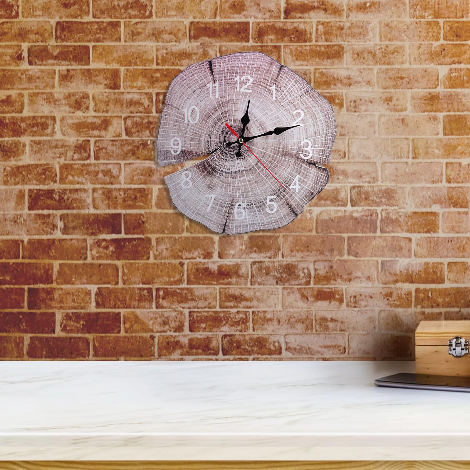 Mikikit Jahresringuhr, Stilvolle Hängeuhr für Wanddekoration | Wohnzimmer und Schlafzimmerdeko, Kreative Schlichte Optik, 1 Stück Aa Batterie Nötig