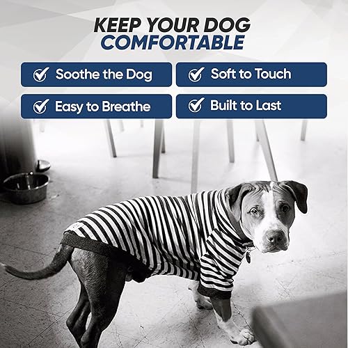 Miniatura 4 de Tooth & Honey Camisa grande para perro, camisa a rayas de algodón transpirable y elastano con cobertura completa debajo del vientre, camisa de