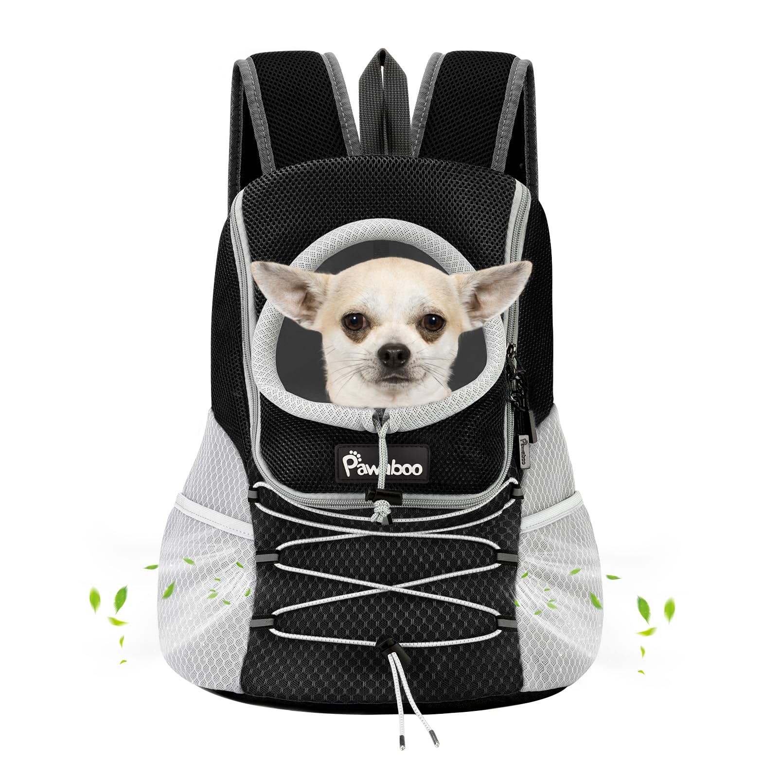 Pawaboo Pet Dog Carrier Backpack Small Size, Small Puppy Dog Travel Carrier Front Pack, Smalls Breathable Dog Smalls Carrying Backpack with Safety Strips, Black