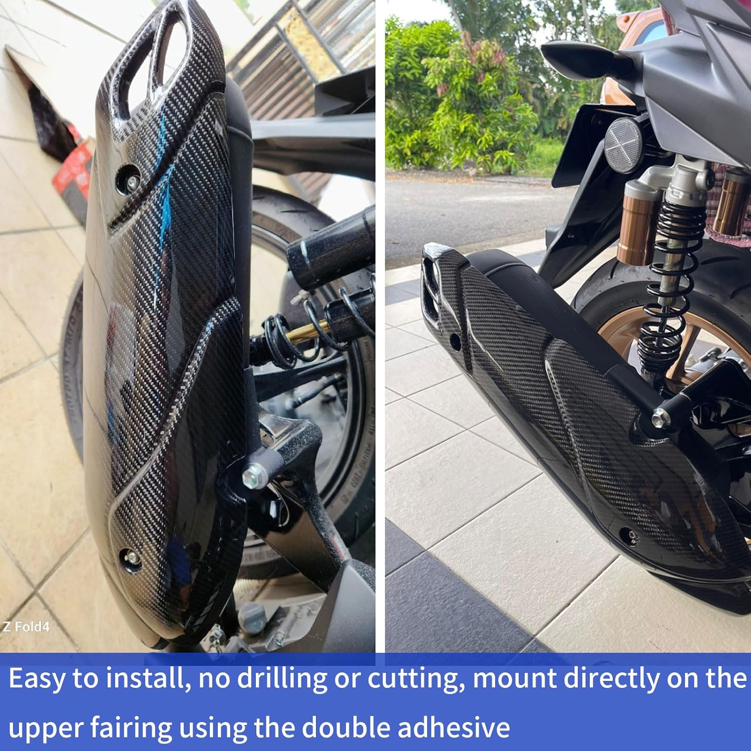 WOOGA Exhaust Heat Shield Muffler Pipe Heat Cover,Exhaust Pipe Cover Anti-Scald Cap Shell Heat Shield Guard compatible for YA&MA&HA Nmax155/Nmax125 NVX155 Accessories 2020-2025 (Diamond pattern)