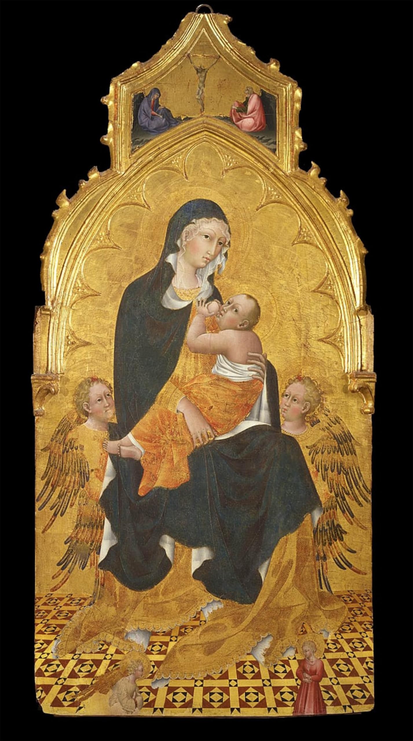 SERENDIPITP Aesthetic Poster Photo Wall Print Retro Picture Lady with Child and Angels Annunciation by Di Paolo Modern Wall Artwork for Home Decor 60x90cm