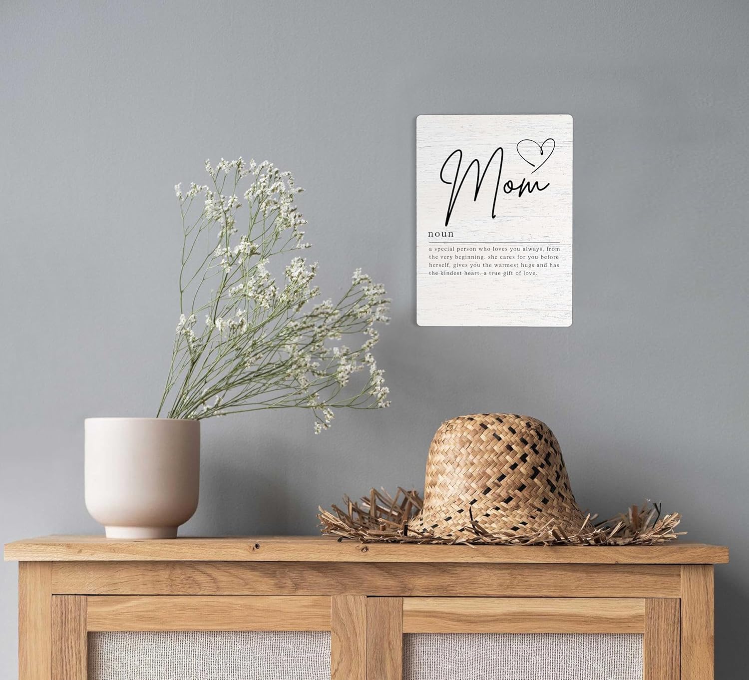 Mom Definition Farmhouse Wood Sign with Stand for Women's and Men's Desk - Inspirational and Positive Office Decor with Rustic Charm and Encouragement for Home or Office Shelf - Image 4