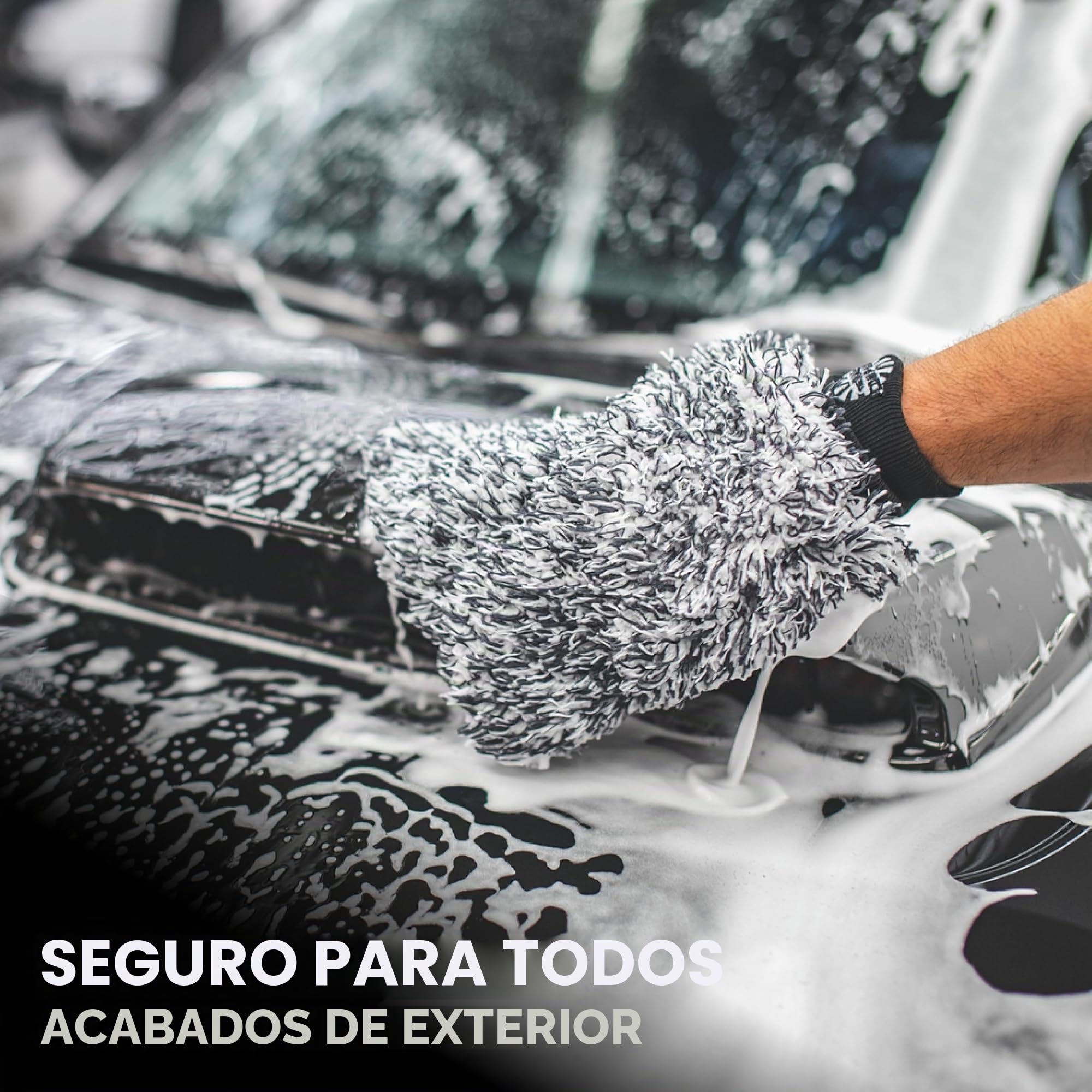 The Rag Company - Cyclone Ultra Wash Mitts - 70/30 'Gauntlet' mezcla de microfibra coreana, acolchado de espuma, sin arañazos, sin pelusas, ideal para lavado sin enjuague, 8 x 9 pulgadas, azul + negro