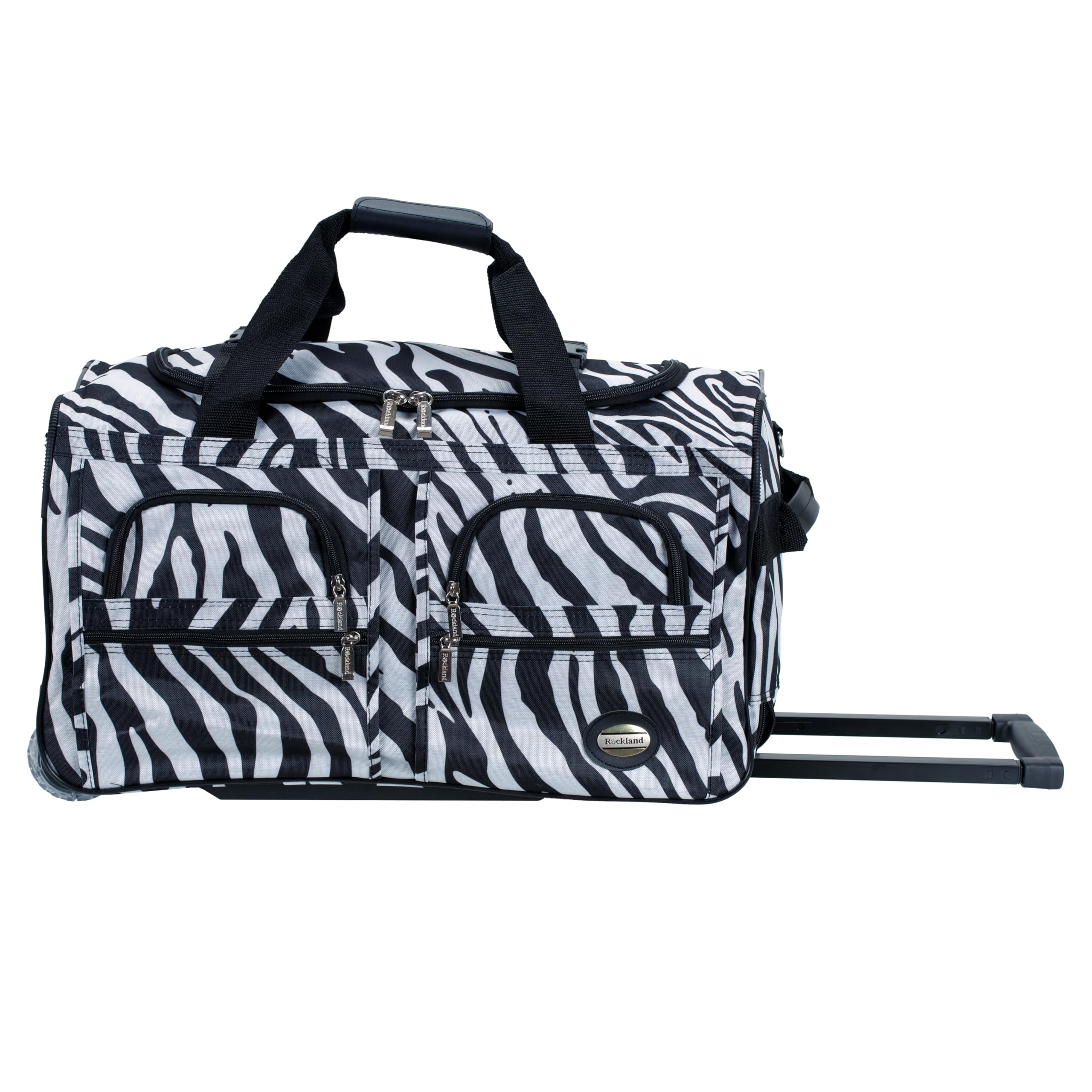 Rockland Rolling Duffel Bag, Zebra, 22"