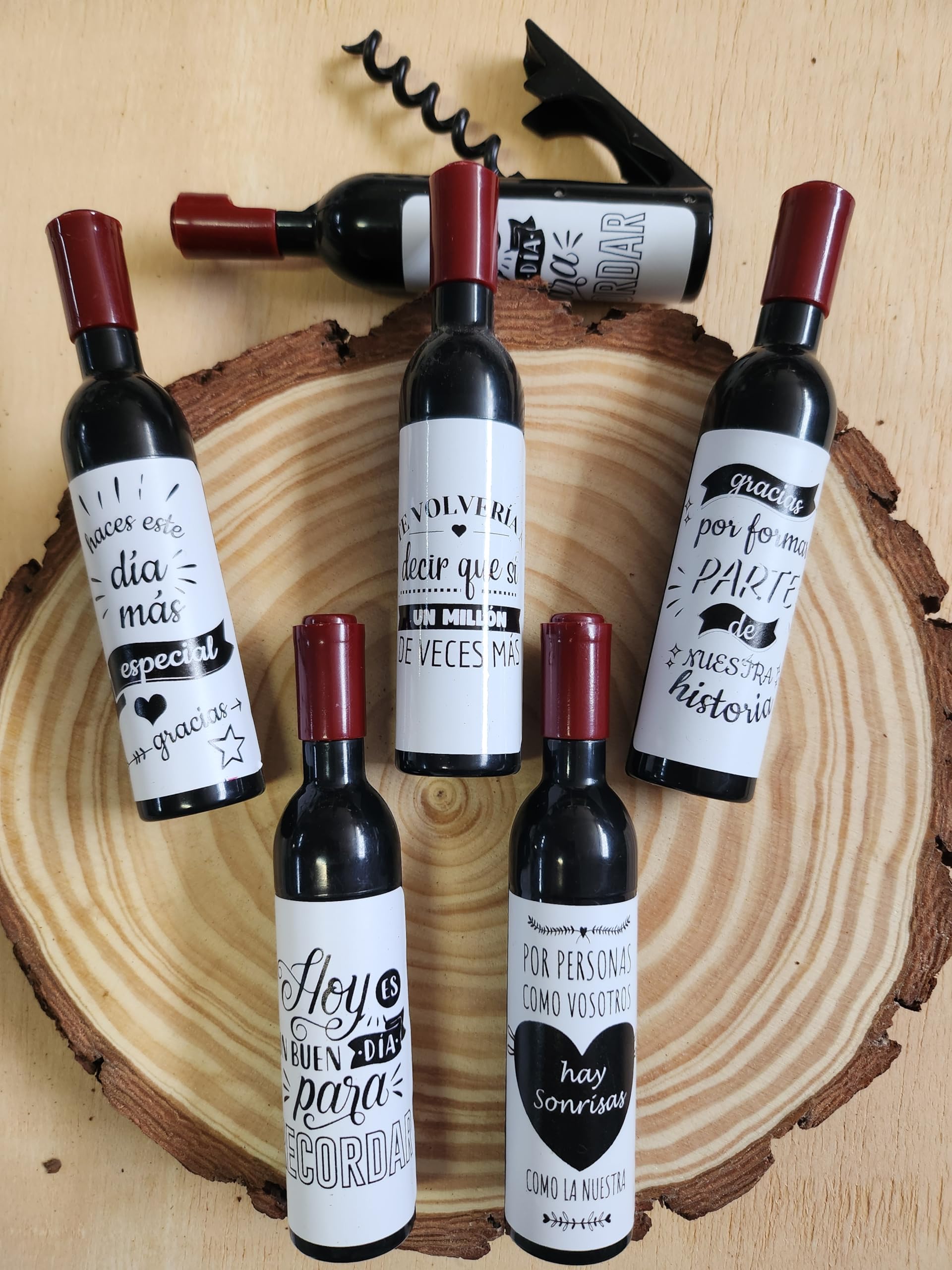 Uvimark | Pack de 25 Sacacorchos Magnéticos con Mensaje a Elegir | Saca corchos para Botellas Vino | Regalos para Detalles Bodas, Comuniones, Bautizos - Detalles y Regalos Personalizados