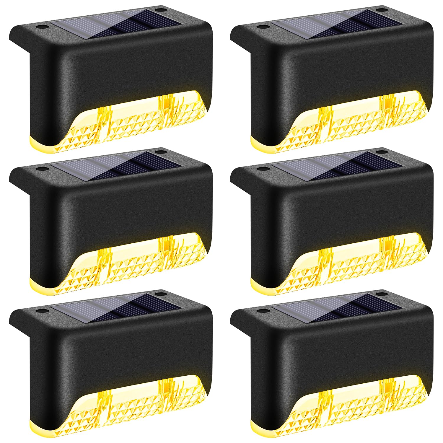 QINGYA 6 Pack Solar Deck Lights Outdoor, Solar Step Lights Waterproof Led Solar Lights for Outside Stairs, Step, Fence, Yard, Patio, and Pathway