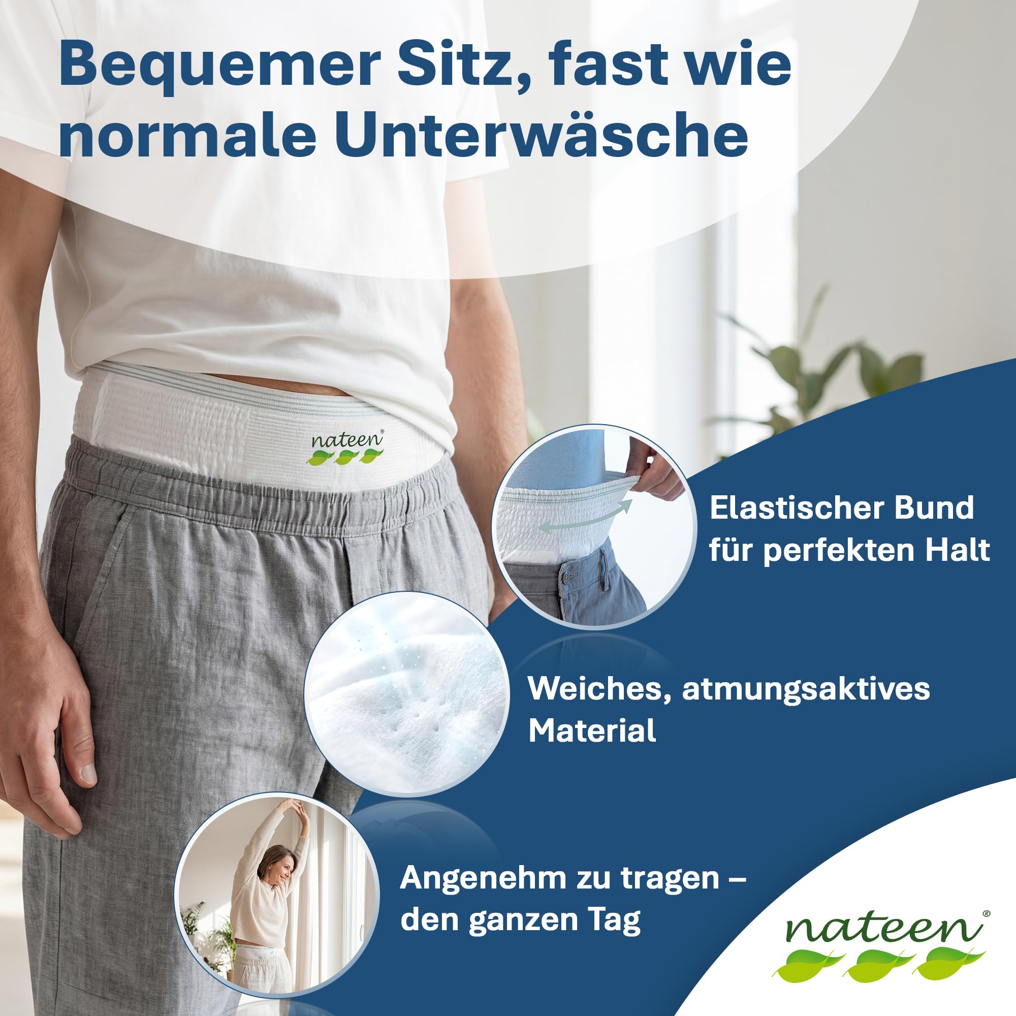 Nateen Flexi Maxi Windelhosen für Frauen und Männer – saugstarke Windeln für Erwachsene mit sicherem Auslaufschutz und atmungsaktivem Komfort, Inkontinenz Pants Tag & Nacht, XXL, 80 Stück