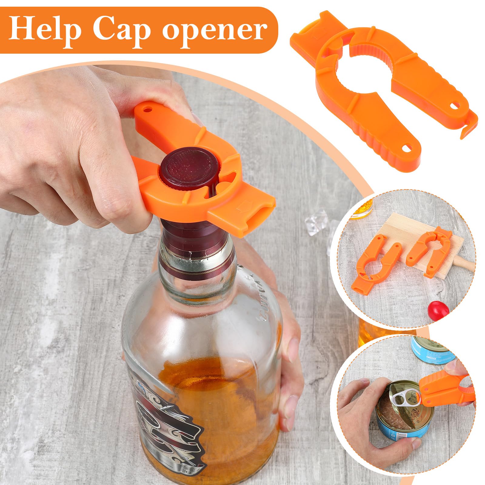 3-in-1 Flaschenöffner Set 2 Stück – Für Senioren & Schwache Hände, Aus ABS, öffnet Schraubverschlüsse, Dosen & Gläser – Orange Multifunktionaler Öffner