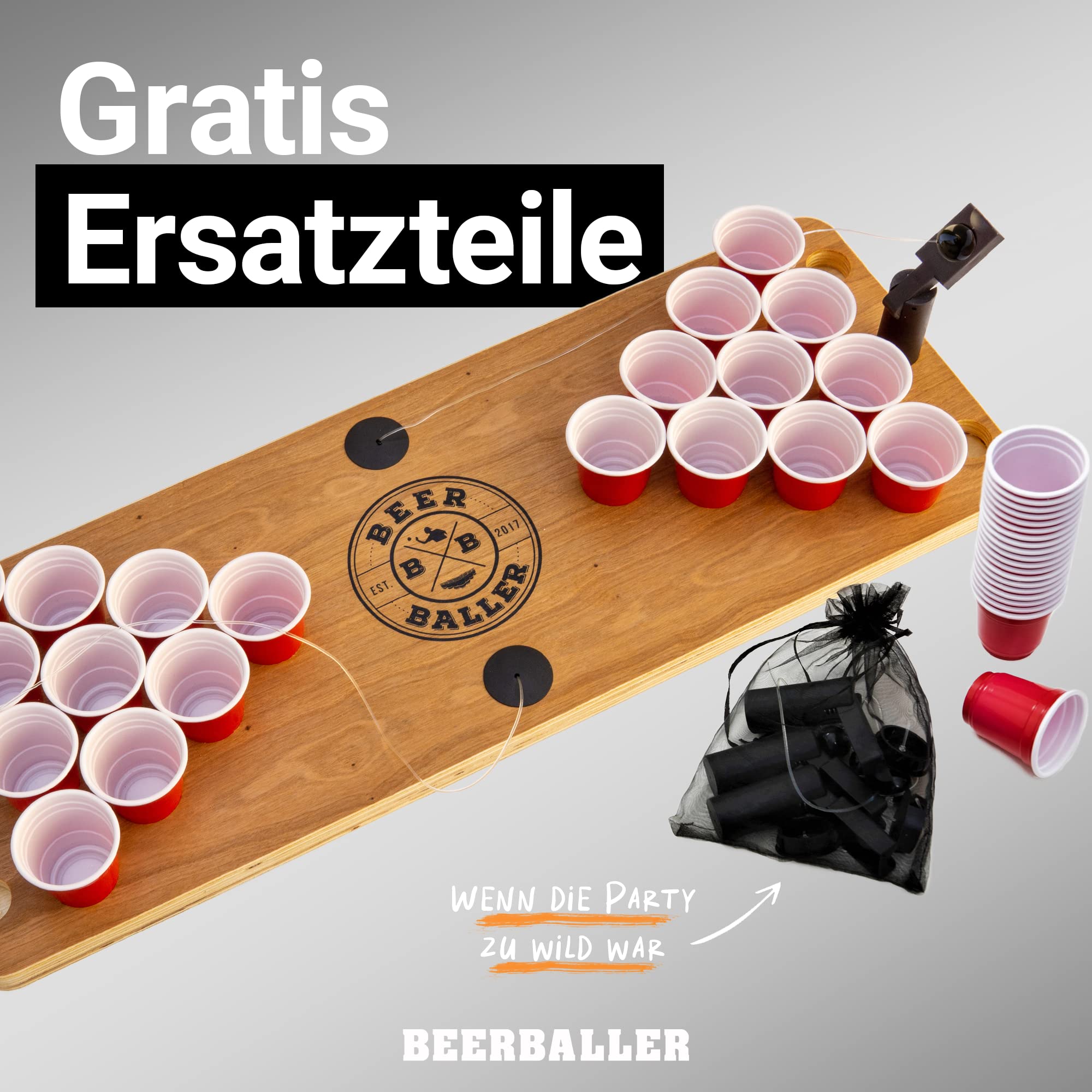 BeerBaller® Shot Pong - Bierpong als Shot Version | TRINKSPIEL NEUHEIT 2022 | Inkl Ersatzteile | 24 Shot Beer Pong Becher | Party Gadgets | Trinkspiele für Erwachsene | Saufspiele Partyspiele ab 18