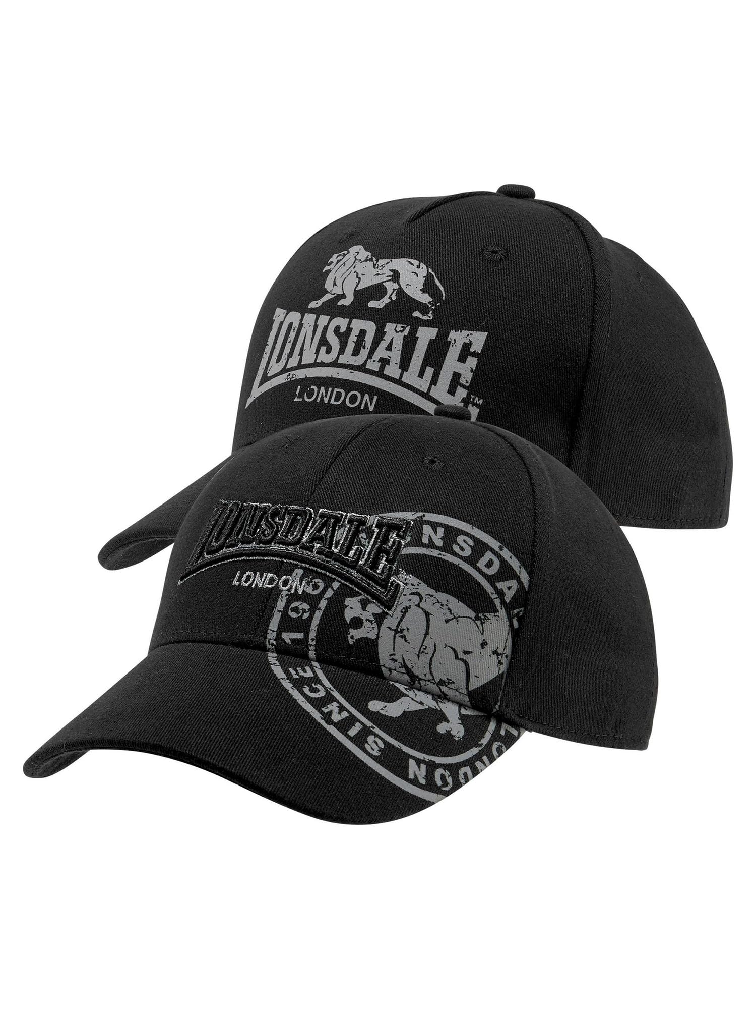 Lonsdale Unisex's LEISTON Double Pack Cap, Black, One Size