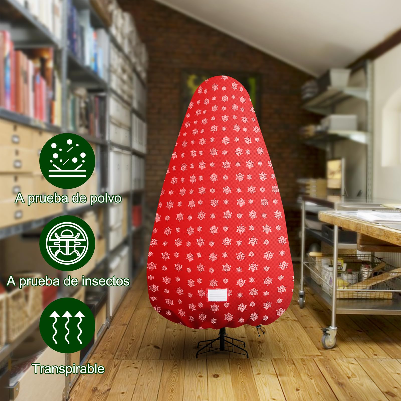 Funda vertical de almacenamiento para árbol de Navidad, resistente al desgarro, ajustable, bolsa de almacenamiento para árbol de Navidad montado de 9 pies con adornos, cubierta para árbol de