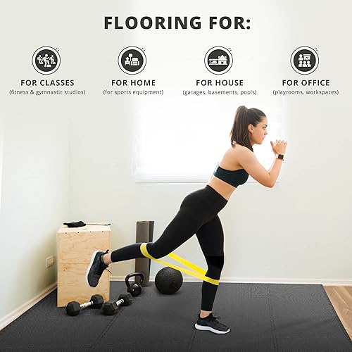 Miniatura 6 de Juego de suelo de gimnasio, tapete de espuma suave EVA entrelazado, 18 piezas de azulejos de goma de rompecabezas, protección de la superficie del