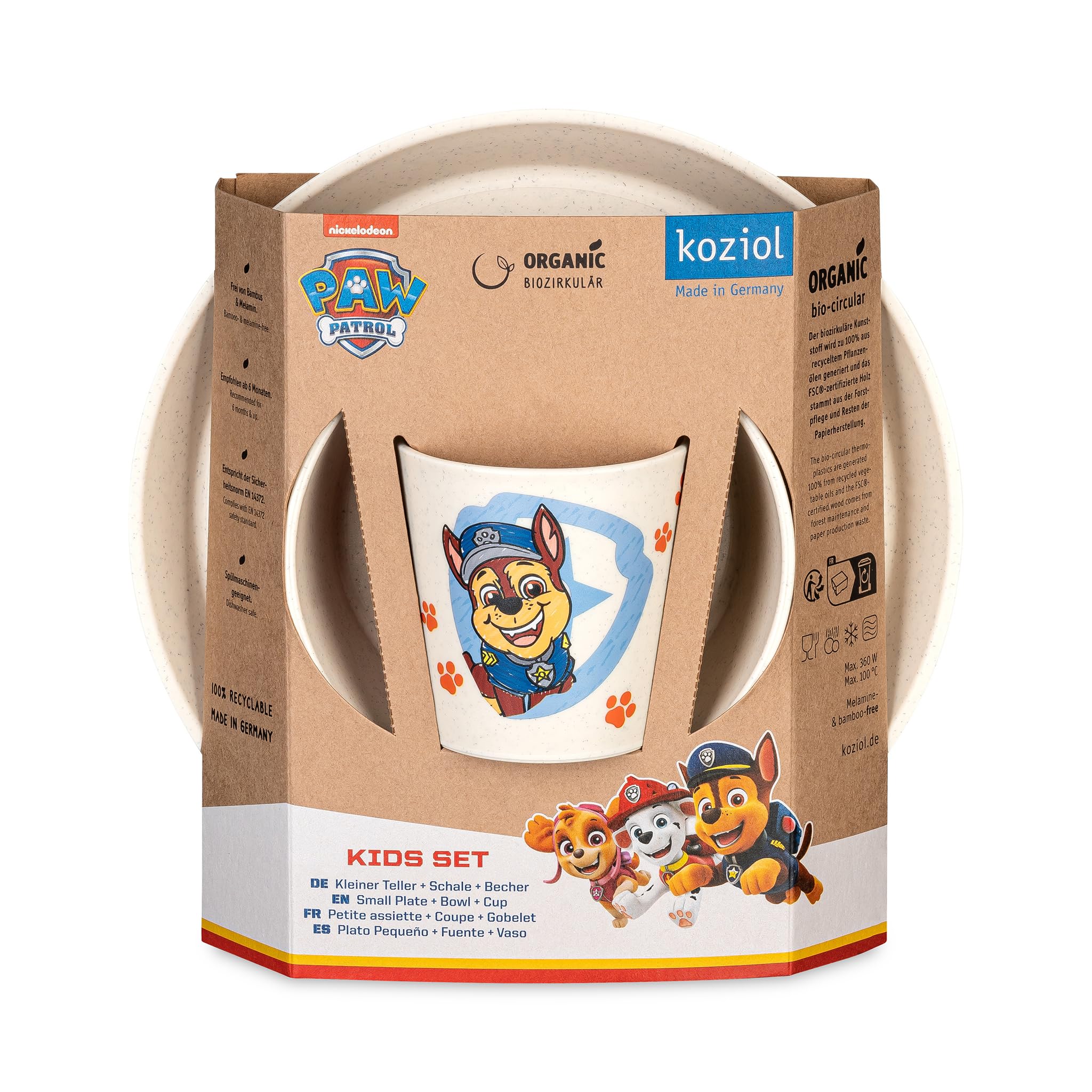 Koziol Stoviglie per bambini Paw Patrol Grow, 3 pezzi, sabbia