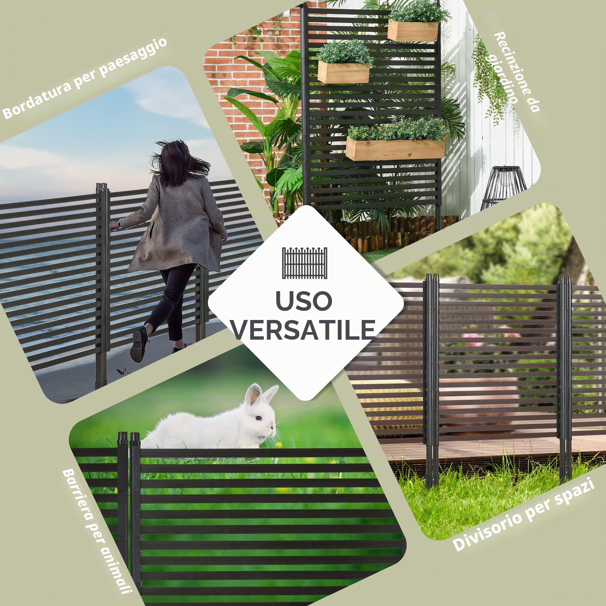 Outsunny Recinzione da Giardino Autoportante 93x22x150 cm Marrone | Modulabile, Divisorio da Esterno a Traliccio in Acciaio, Barriera per Animali, Decorativo per Esterno, Cortile Patio Aiuola