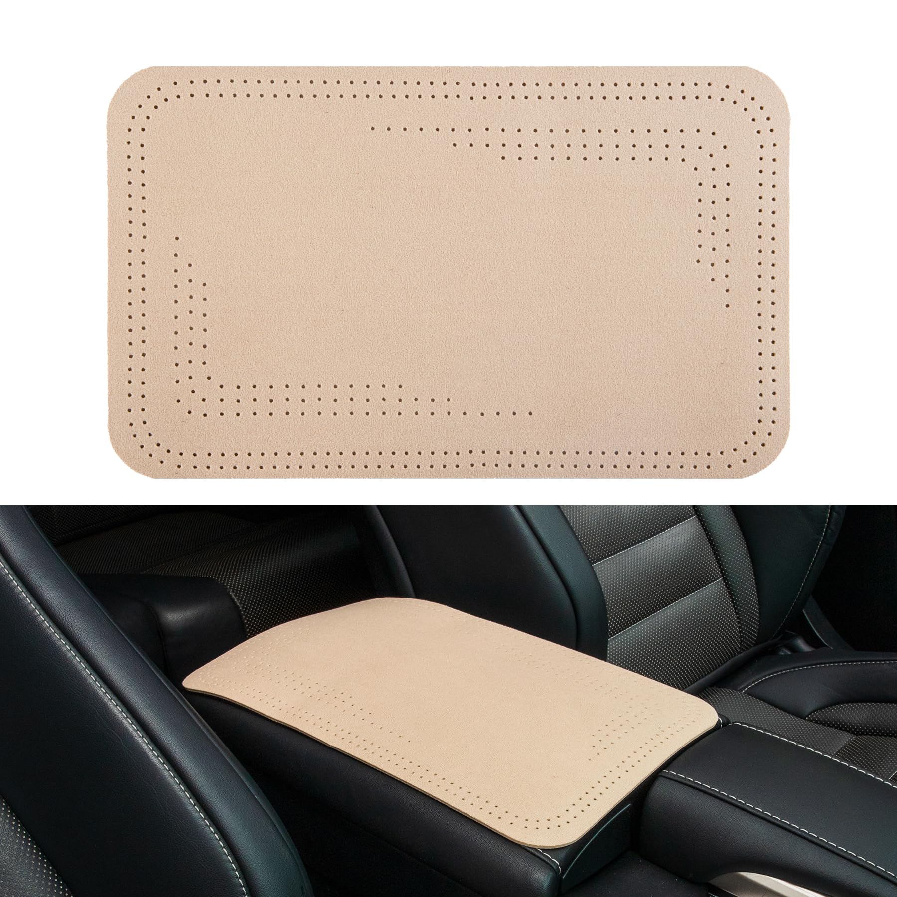 UYYECar Center Console Cover,Suede Auto Armrest Storage Box Mat，Universal Waterproof Car Interior Accessories Protector for Most Vehicle, SUV, Truck, Car (Beige)
