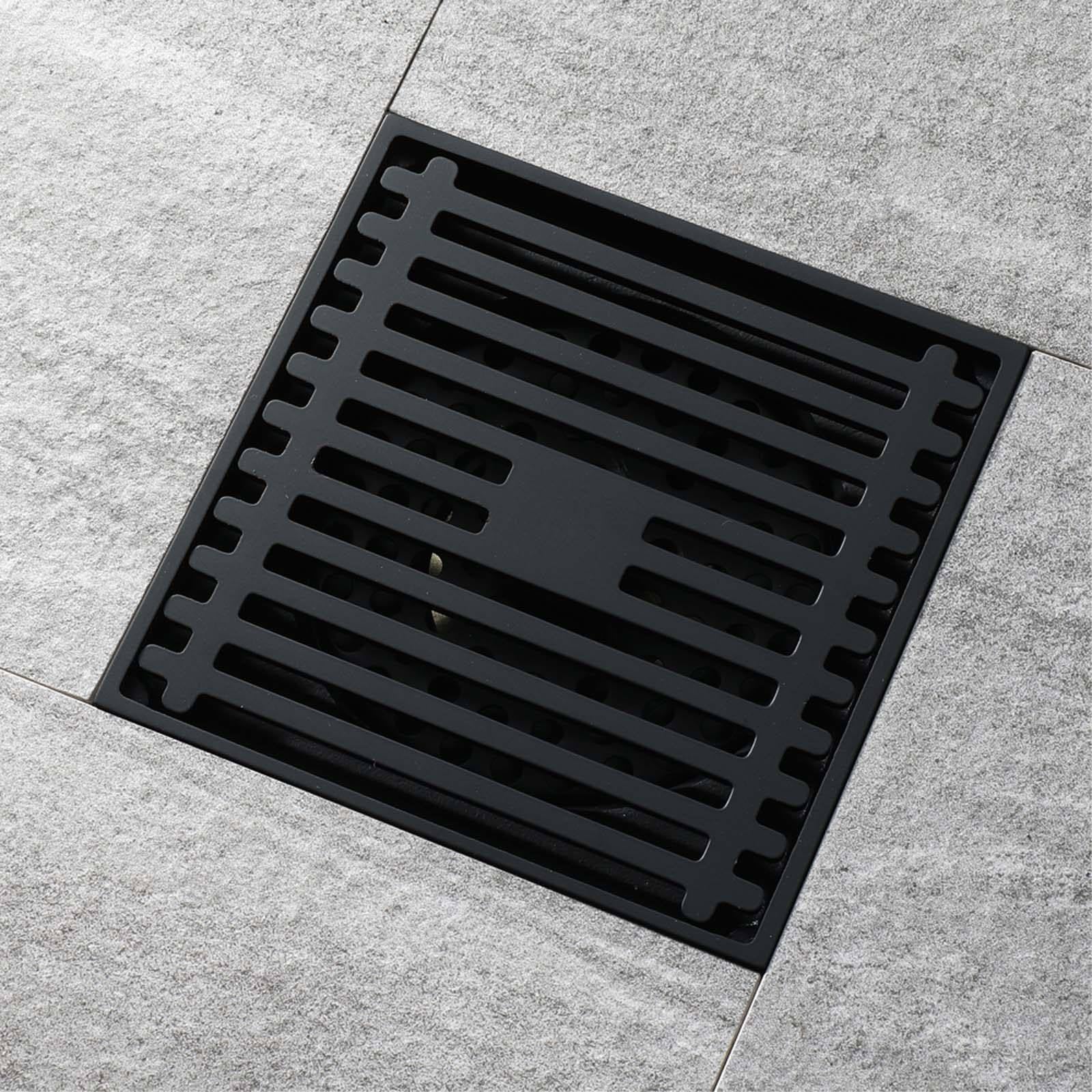 Bonde Douche Simple Siphon Douche Laiton Bonde de Douche Carré Bonde Douche Extra Plate 100 * 100mm Siphon de Sol Anti-Odeur Convient pour Cuisine, Salle de Bain