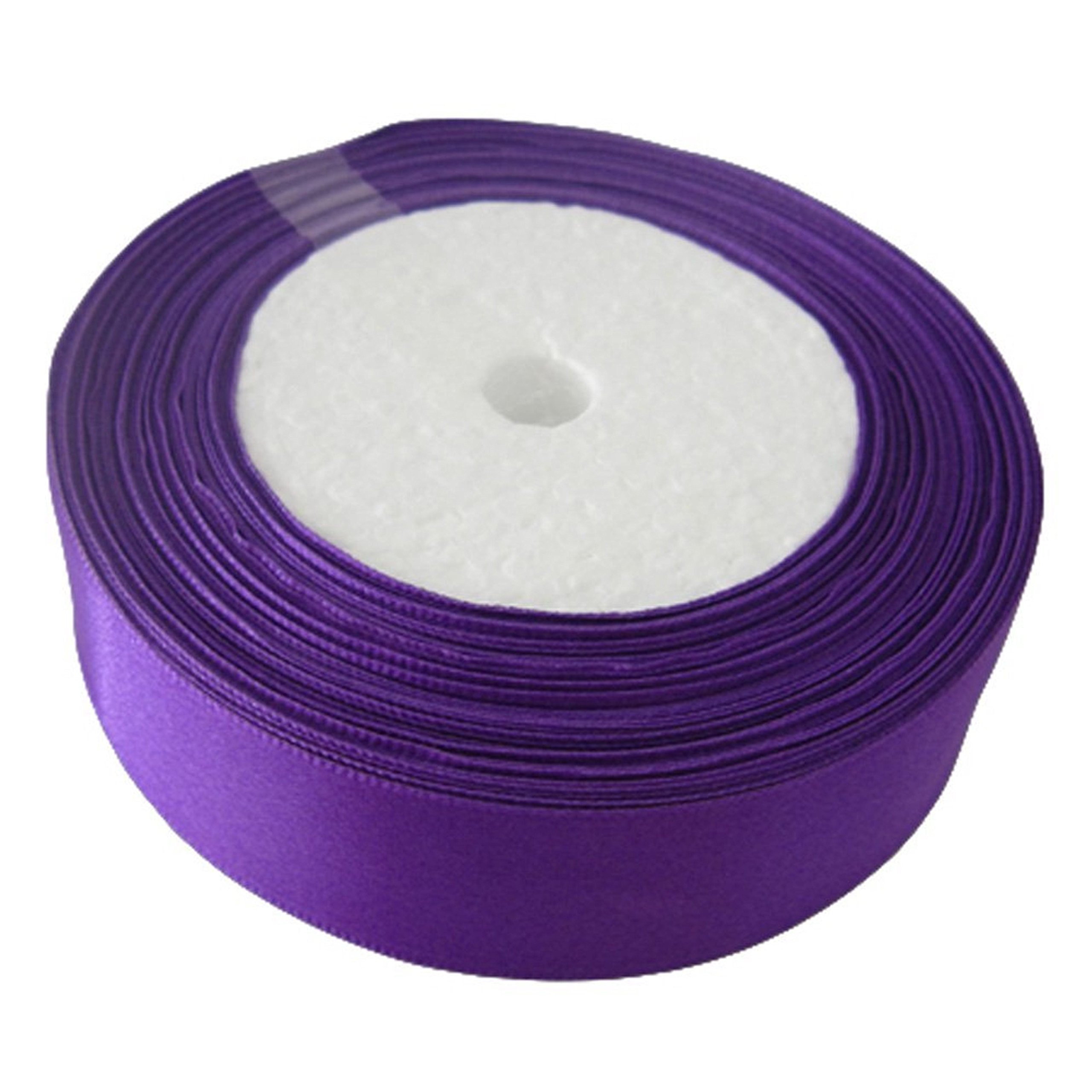 Gcs London Purple Satin Ribbon 1" Inch 25Mm 22 Meters Gift Wrap Ribbon, Ribbons For Gift Wrapping, Christmas Ribbon, Gift Wrapping Ribbon For Crafting, Wedding Party Decor (Purple)