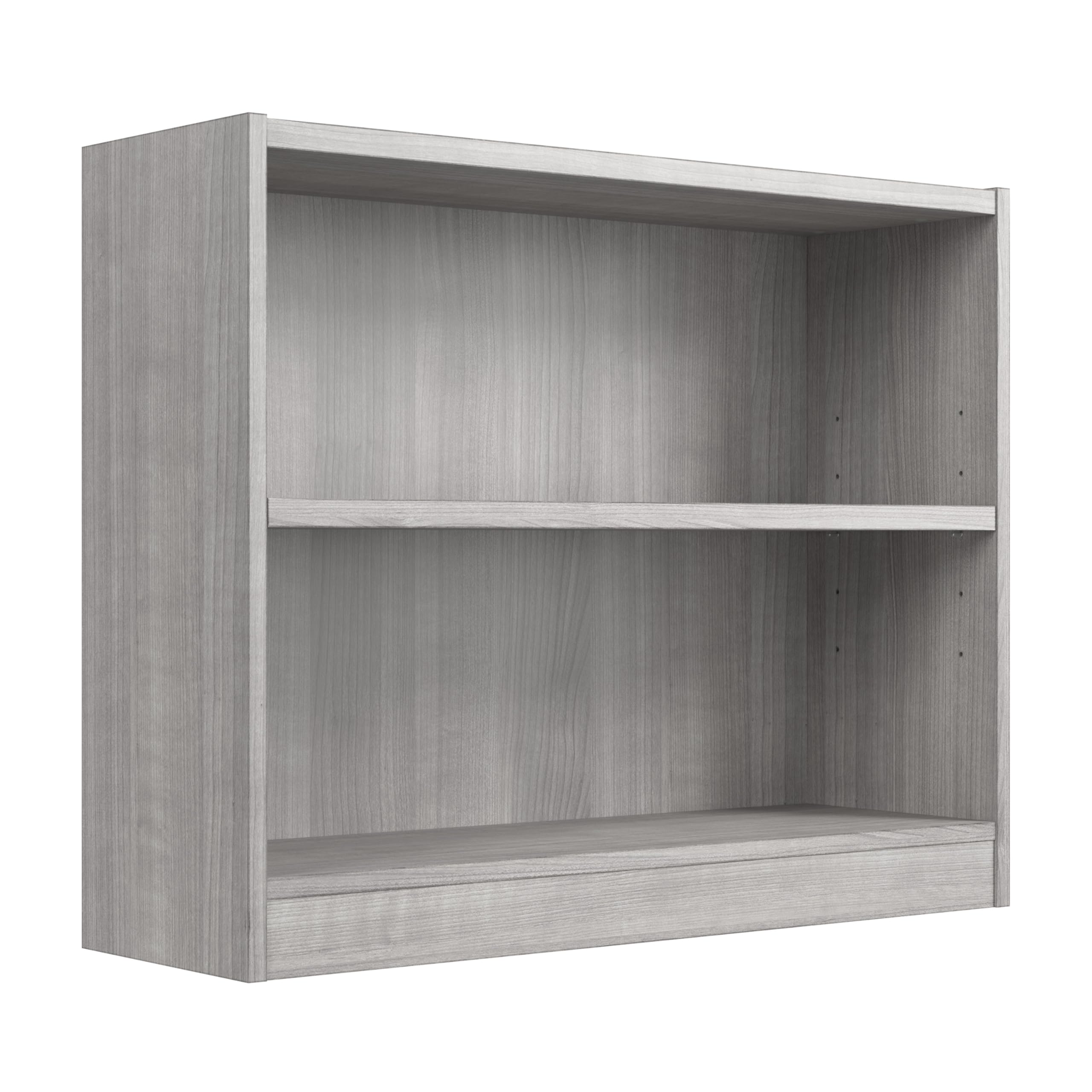 Bush Furniture Universal Small 2 Shelf Bookcase in Platinum Gray, Low Storage and Display Bookshelf for Home Office or Living Room Organization