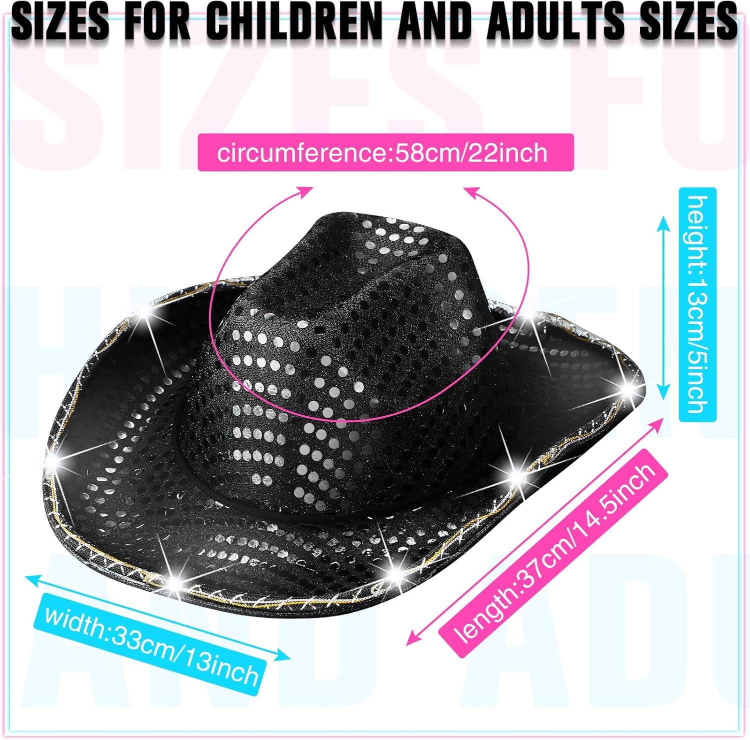 LED Lights Cowboy Cowgirl Hat Flashing LED Lights Cowgirl Hat for Wedding Western Bachelorette Party - Image 2