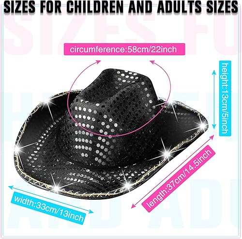 Miniatura 2 de Paquete de 20 sombreros de vaquera con luces LED intermitentes para despedida de soltera, fiesta occidental, boda, novia