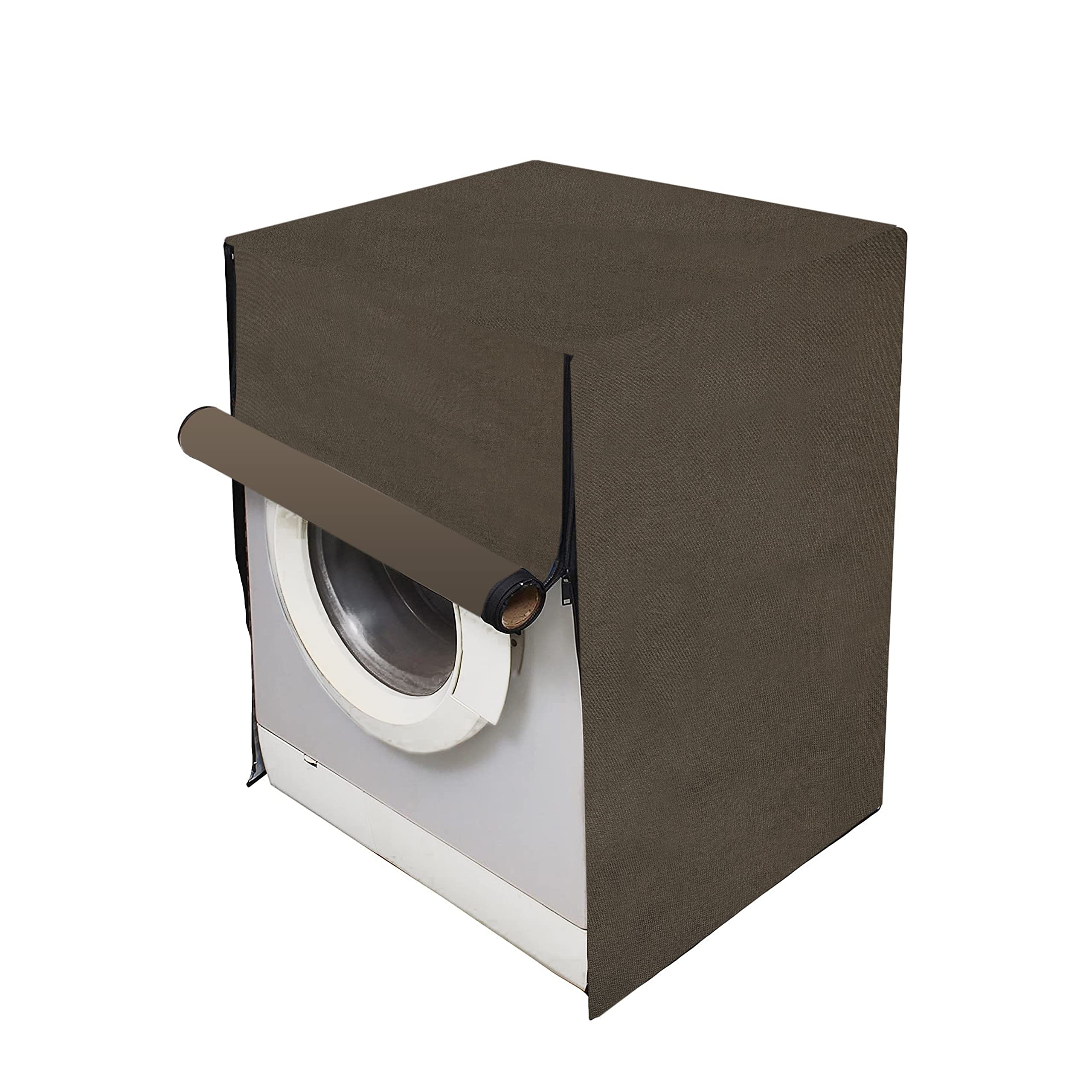 Yellow Weaves Waterproof & Dust-Proof Front Load Fully Automatc Washing Machine Cover, Dimensions 61X63X86 CM (Brown)