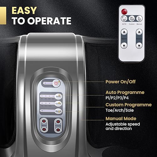 Miniatura 3 de WELLHUT Máquina masajeadora de pies Shiatsu, masajeador de pies y pantorrillas para tobillo, brazo de pierna de pantorrilla, rodillo de amasado