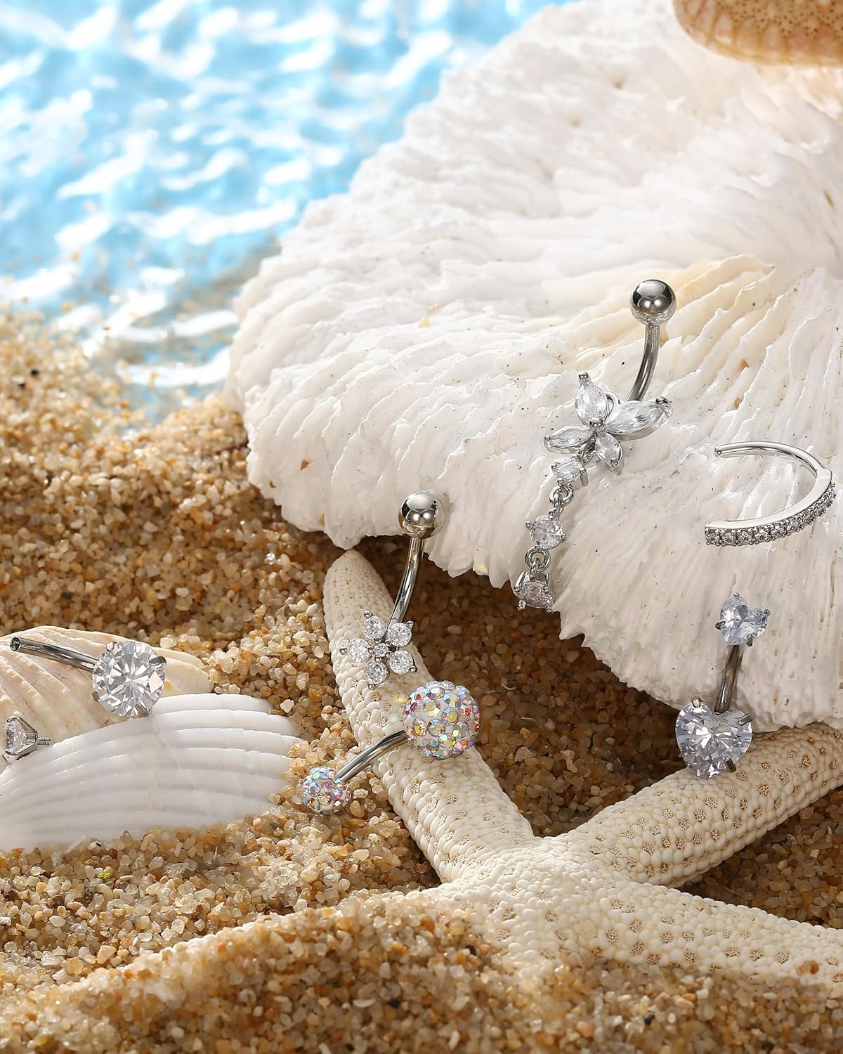 sailimue 11Pcs Gold Belly Button Ring - Surgical Stainless Steel 14G Navel Belly Button Piercing Jewelry Hypoallergenic Dangle Belly Rings for Women Silver/Gold - Image 7