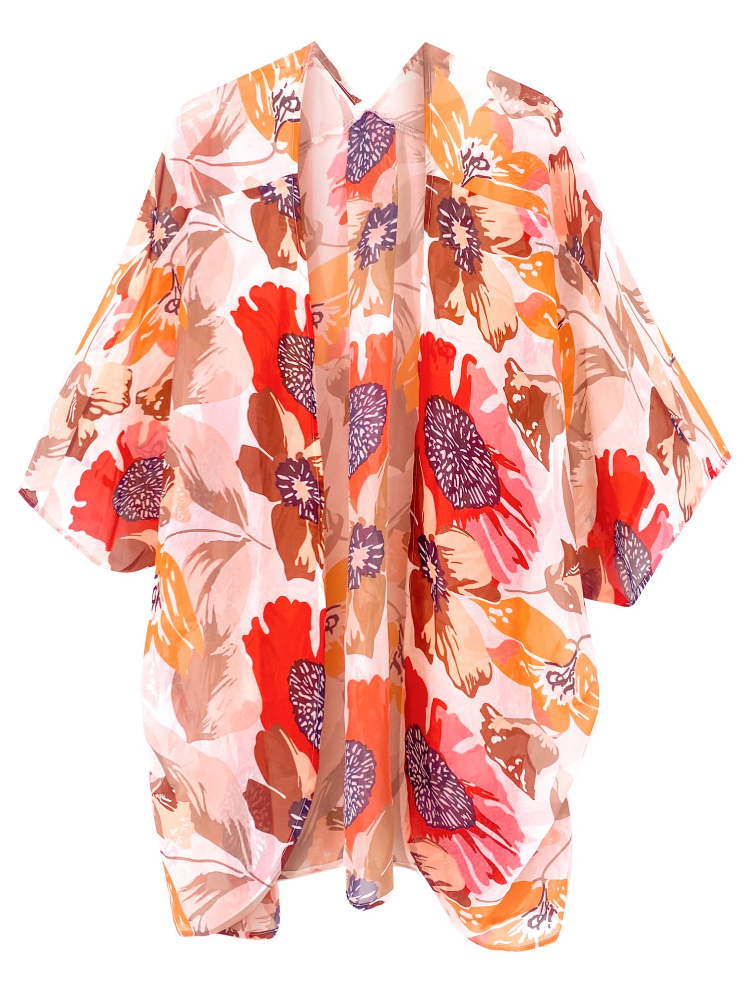 Moss Rose Damskie kimono plażowe okrycie przezroczyste szyfonowe okrycie, luźny kardigan z otwartym przodem