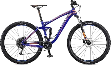 Mongoose Salvo Sport Mountain Bike for Adult, 18-Speed Trigger Shifter, 29-Inch Wheels, Full Suspension, 16-Inch Small Frame, Hydraulic Disc Brakes, Blue