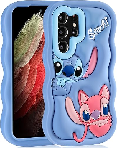 oqpa Funda para teléfono S21 Ultra con diseño de personajes 3D de dibujos animados para niñas, niños, mujeres, adolescentes, funda Kawaii única y