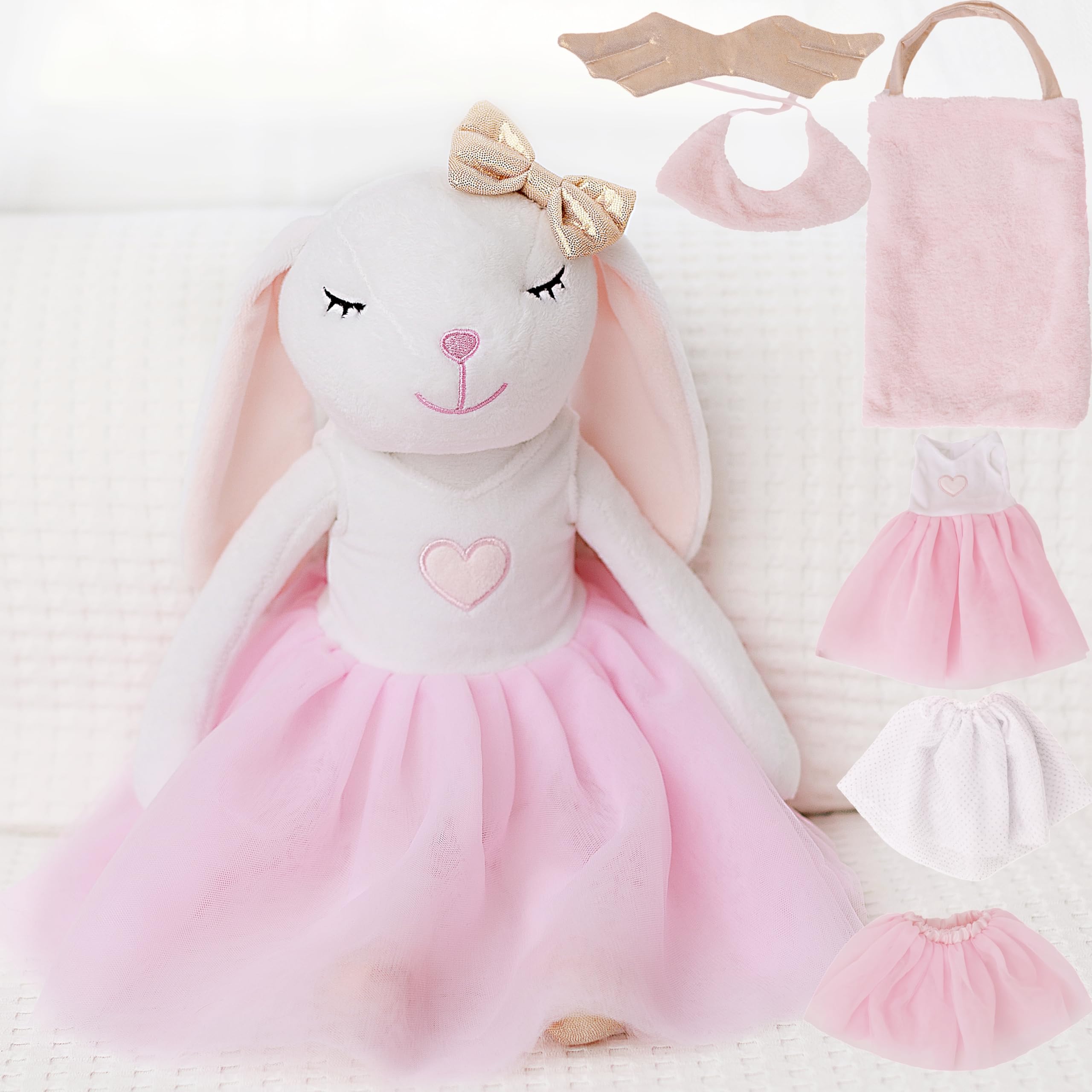 Sponsored Ad - Perfectto Design Bunny Ballerina Stuffed Animal for Girls, Plush Toy Doll - Cute Doll Set Dress Up for 3 4 5 Year Old Girl - Gift for Little Girl, Birthday, Christmas Age 3-9