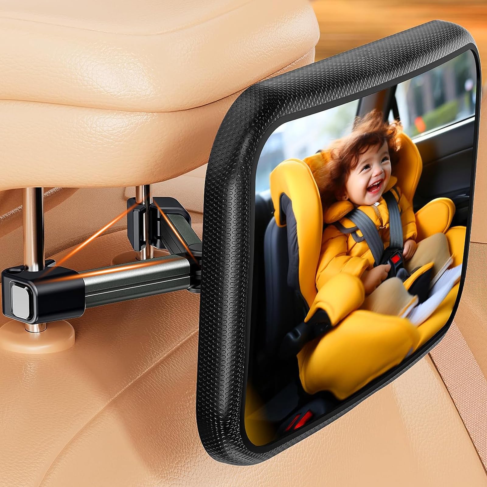 auvstar Baby Car Mirror for Back Seat, Upgrade Hook Clip Design Rear