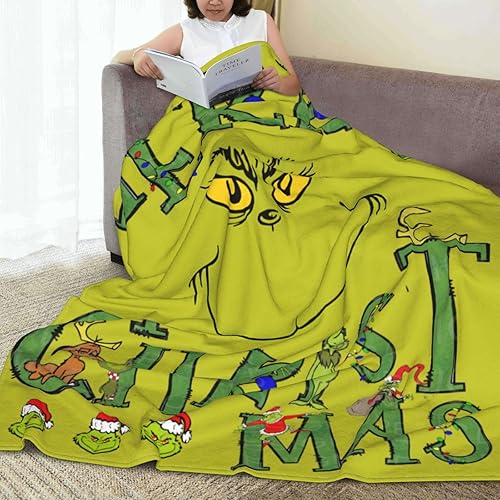 Miniatura 6 de Grinchmas - Mantas y mantas de Navidad, mantas y mantas súper suaves de monstruo verde, para niños, manta ligera para todas las estaciones (50 x 40