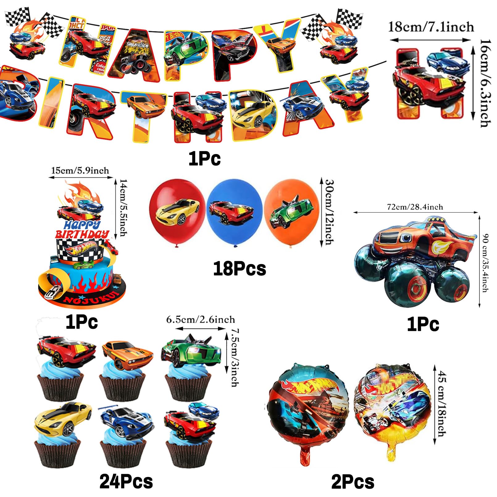 Stoviglie Festa di Compleanno Hot W-hel,Decorazioni Hot W-hel Compleanno,Set Stoviglie Car,Palloncini Forniture