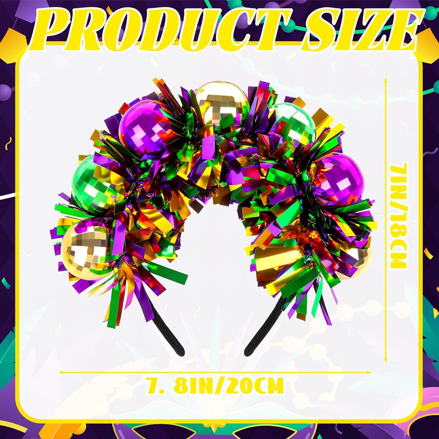 Denylo pro Mardi Gras Headband Mardi Gras Headpiece for Women Men Hairband Carnival Feather Headwear Hair Accessory Gifts - Image 2