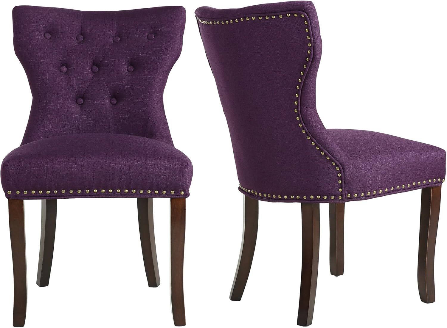 Buy Lssbought Set Of 2 Fabric Dining Chairs Leisure Padded Chairs With Brown Solid Wooden Legs Buy Lssbought Set Of 2 Fabric Dining Chairs Leisure Padded Chairs With Brown Solid Wooden Legs