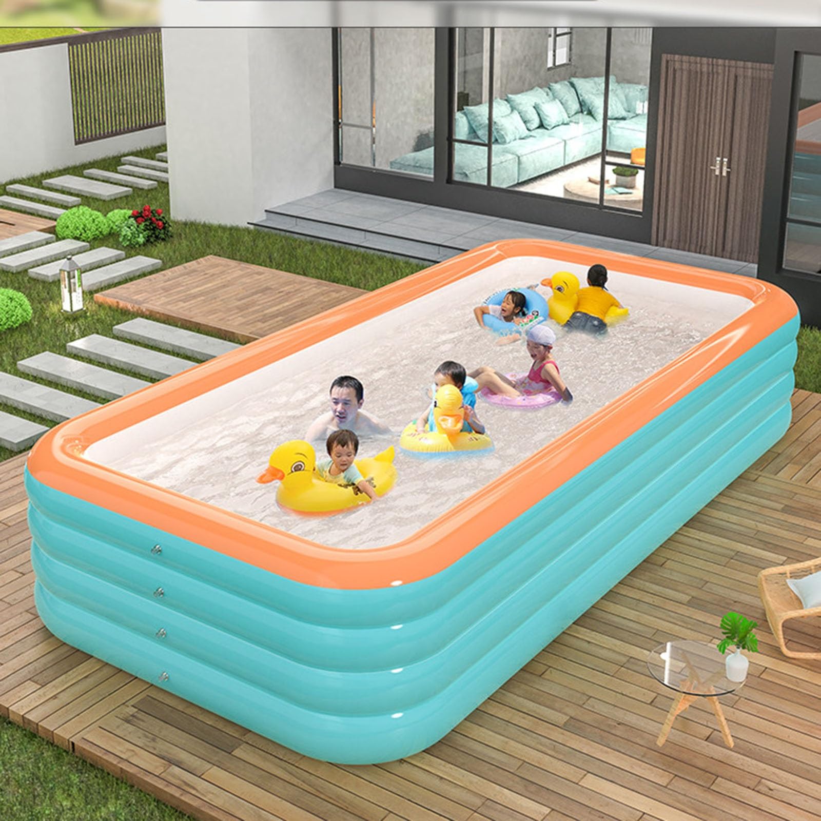 Piscine Gonfiabili Piscina Per Famiglie Da 180-468 Cm Con Struttura In PVC A 4 Strati Rinforzata Per Uso Esterno(210 * 145 * 75cm)