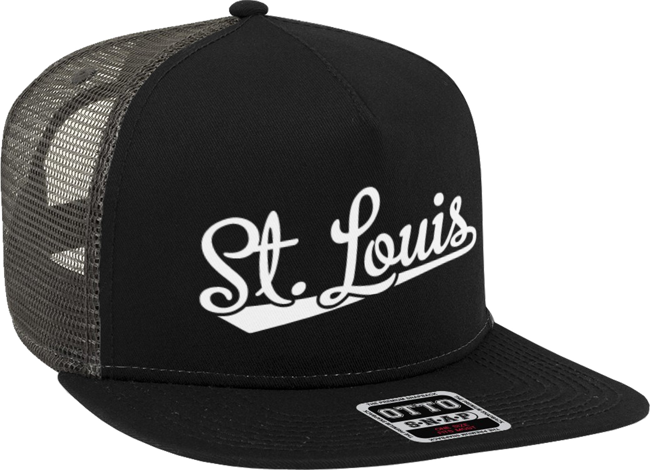 St. Louis Script Baseball Font Snapback Trucker Hat