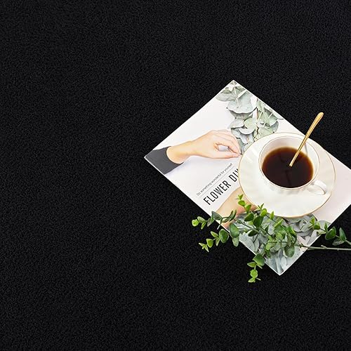 Miniatura 9 de Alfombras negras para dormitorio, sala de estar, 4 x 6 pies, alfombra de espuma viscoelástica para interiores, alfombras modernas y lavables para