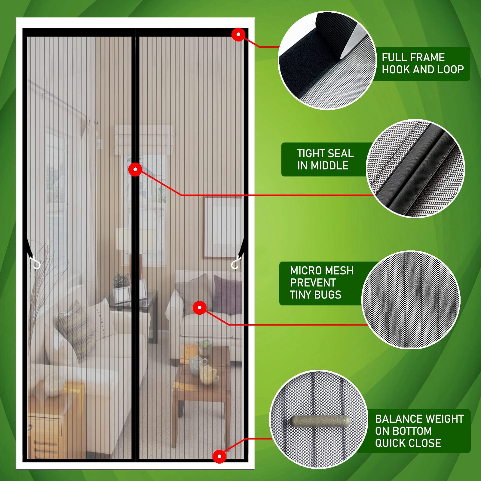 Magnétique Moustiquaire Porte Fenetre 245 X 190 Cm Facile à