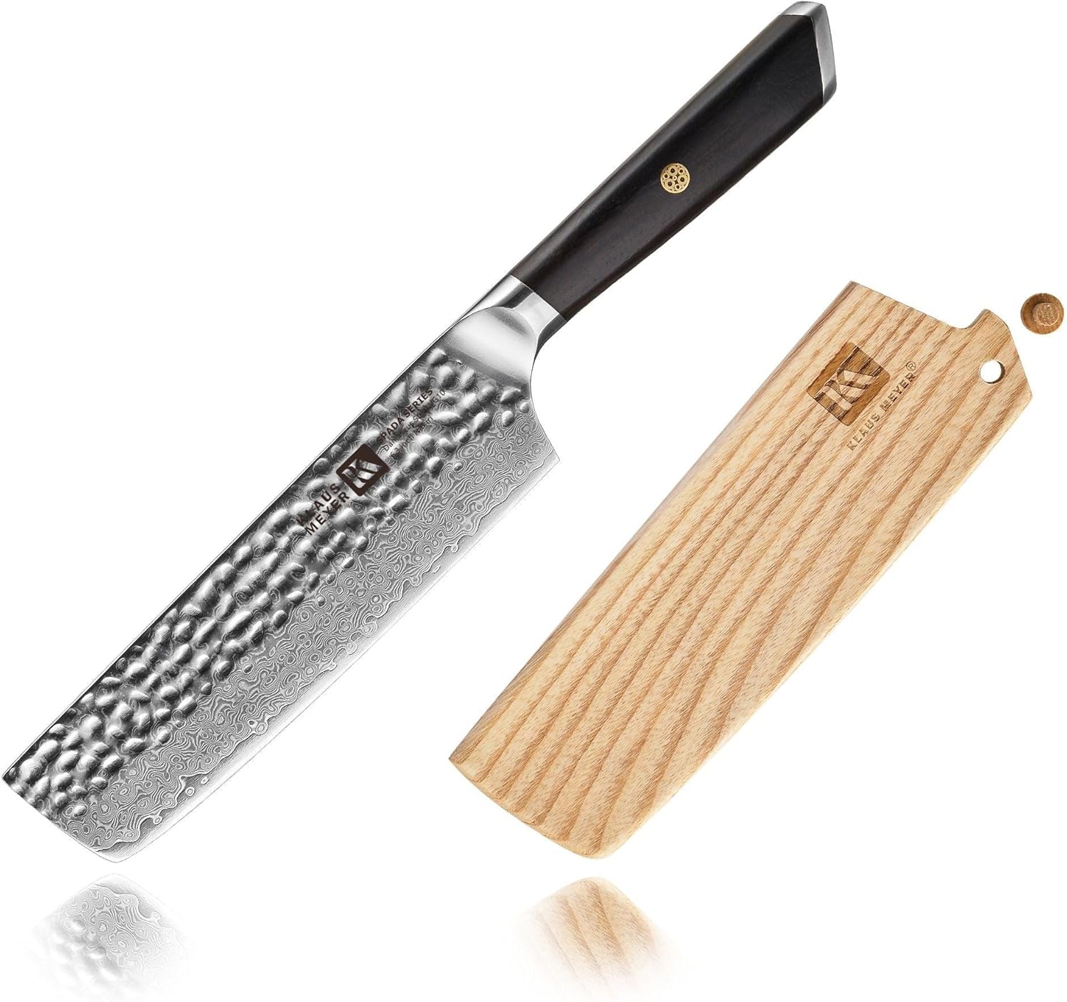 Klaus Meyer Spada Damascus Steel 6.3 inch Nakiri Knife with Wood Sheath