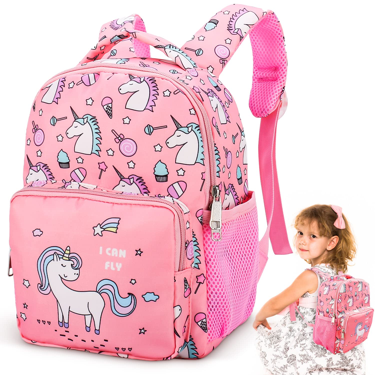 EQCSYDM Mochila Rosa,Mochila Niños,Bolso Escolar,Lindos Ligero Escuela Bolsas,Mochila de Guardería,Niñas Mochila de Viaje,Escolares,Kindergarten Mochilas,para 3-7 Años