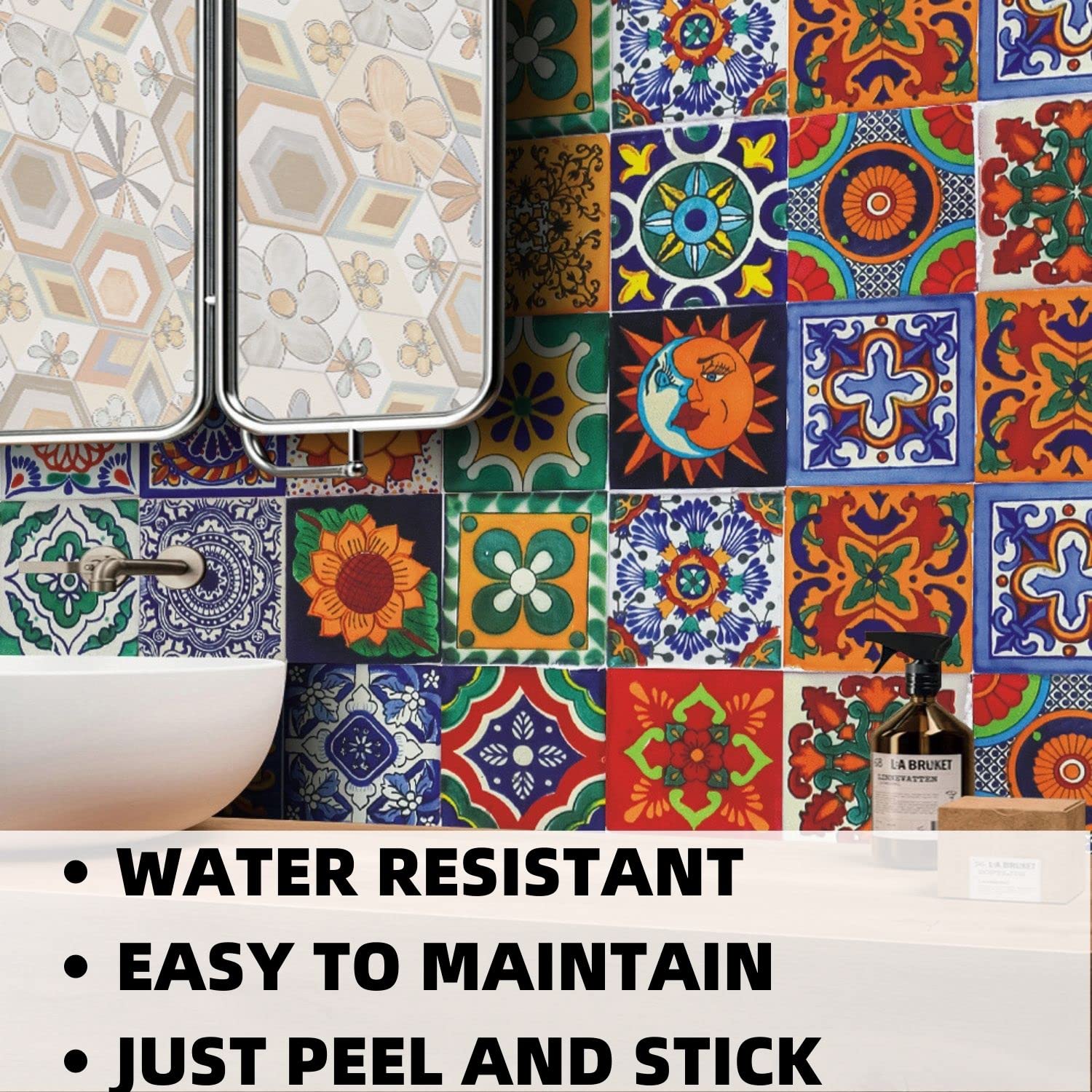 24 adesivi per piastrelle in PVC blu marocchino vintage - 10x10 cm - Impermeabili e resistenti all'olio - Decorazioni fai da te per la casa | Leroy Merlin