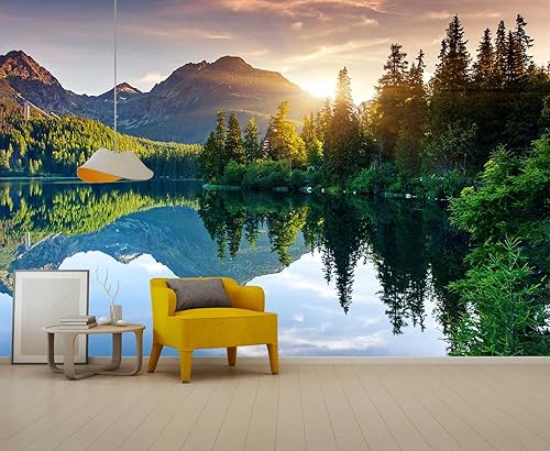 Miniatura 41 de Mural de pared con imagen de bosque y arroyo, papel tapiz grande con escena natural para dormitorio, sala de estar, fondo de TV, sofá, pared (no es
