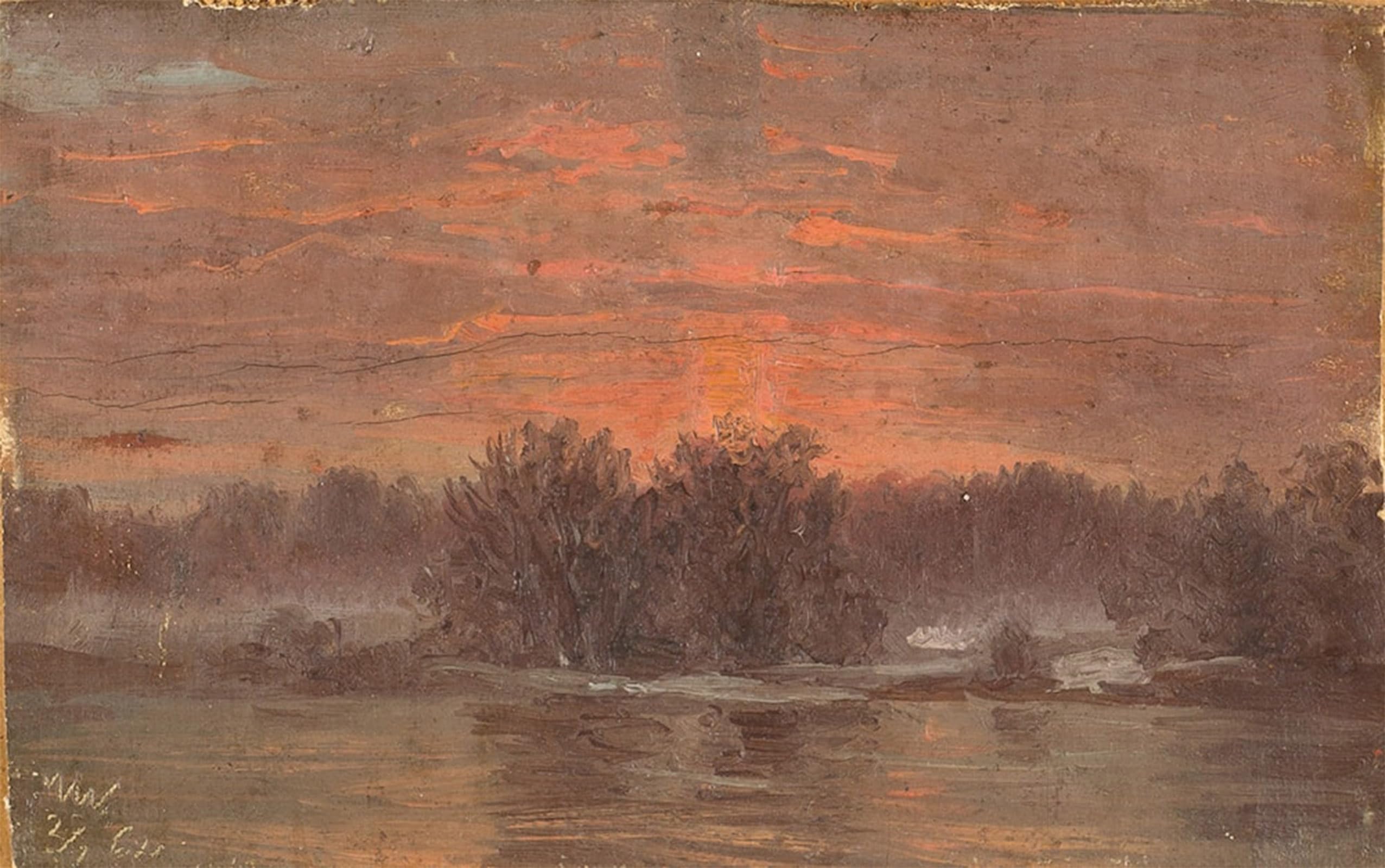 SERENDIPITP Aesthetic Poster Photo Wall Print Retro Picture Sonnenuntergang an Einem Fluss by Carl Gustav Carus Modern Wall Artwork for Home Decor 60x90cm