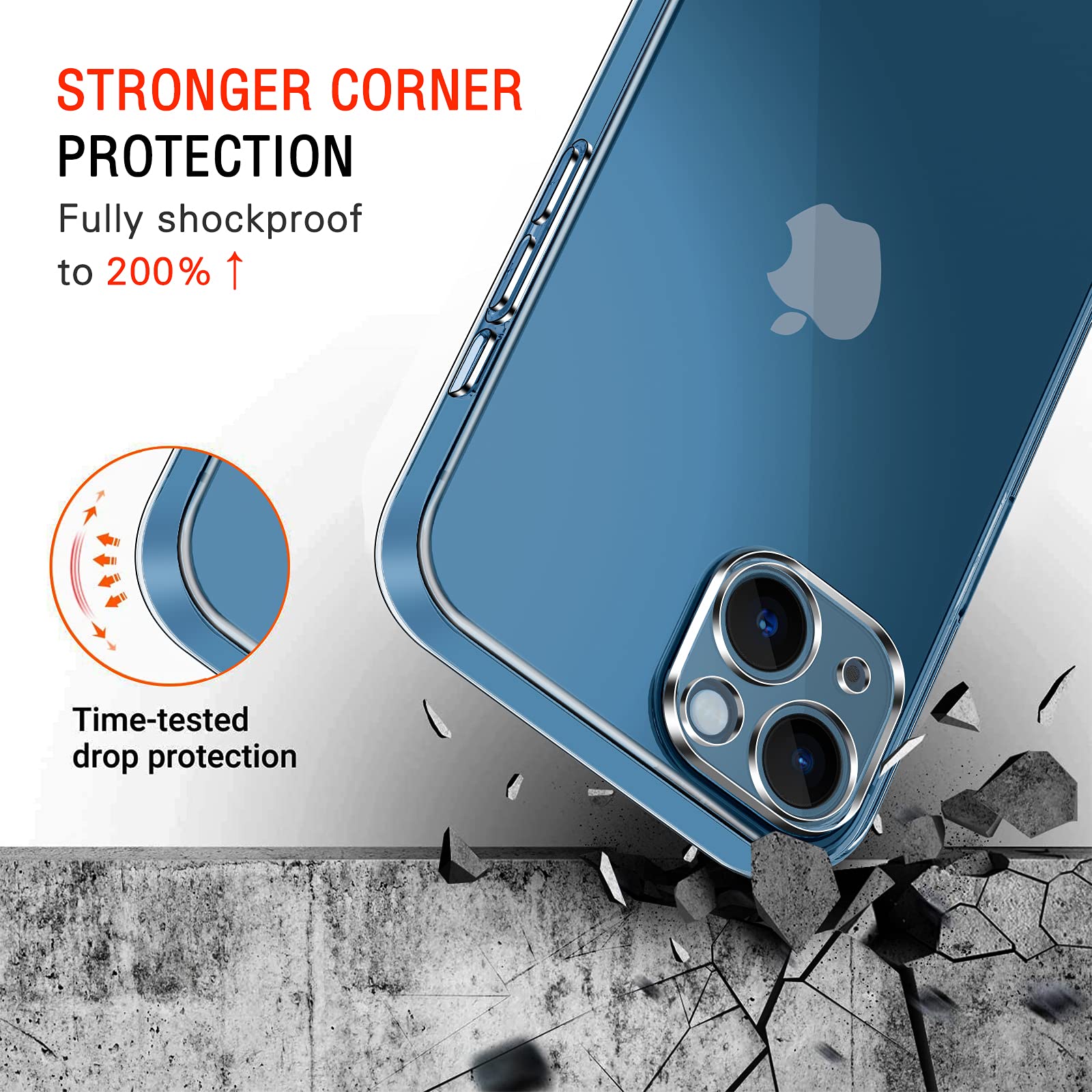iVoler Custodia Cover Compatibile con iPhone 13 6.1 Pollici con Camera Protection e 3 Pezzi Pellicola Vetro Temperato, Ultra Sottile Morbido TPU Trasparente Silicone Antiurto Protettiva Case